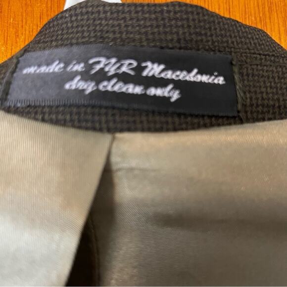 Gianfranco Ruffini Italian Brown Black Mens Blazer Est. 40R Checked Suit Jacket - Picture 8 of 9